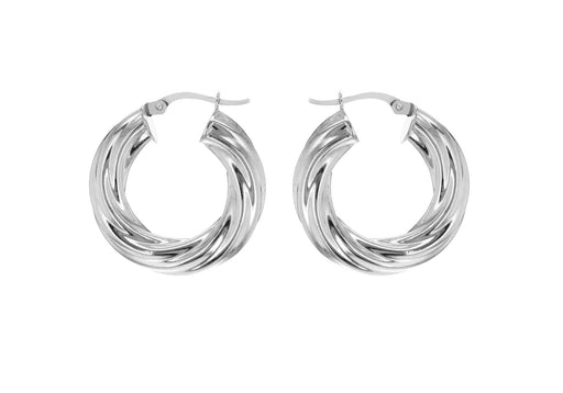 Sterling Silver 27mm Twisted Hoop Earrings