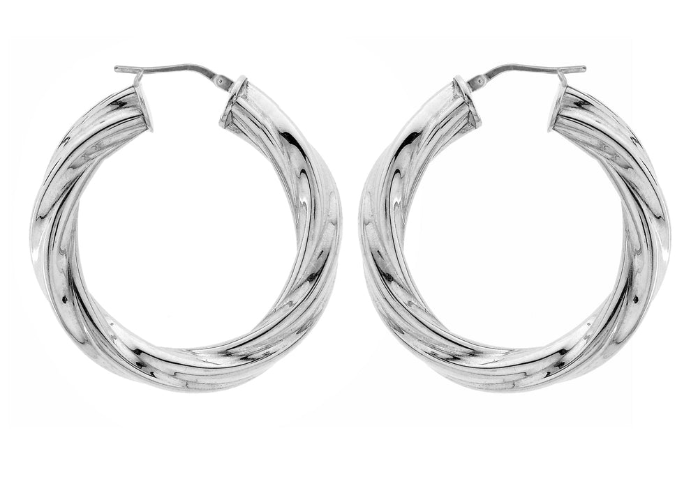 Sterling Silver 37mm Twisted Creole Earrings