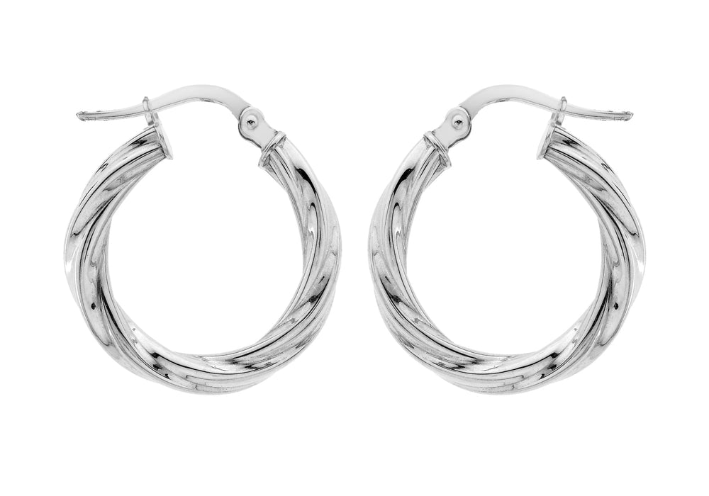 Sterling Silver 22mm Twist Creole Earrings