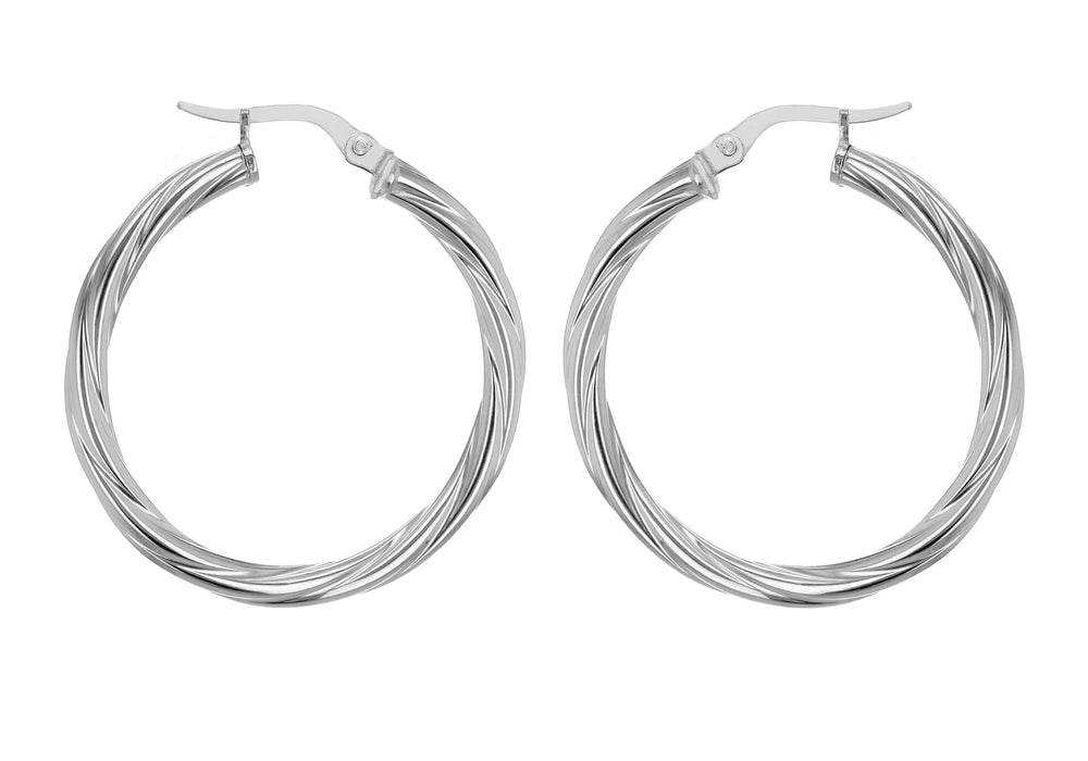 Sterling Silver 30mm Twisted Hoop Earrings