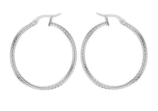 Sterling Silver 29mm Textured Hoop Earrings