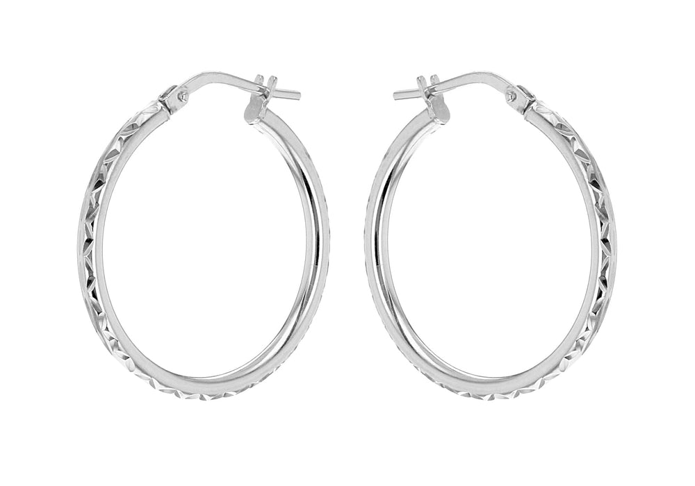 Sterling Silver 24mm Diamond Cut Hoop Earrings