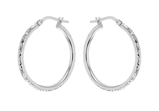 Sterling Silver 24mm Diamond Cut Hoop Earrings