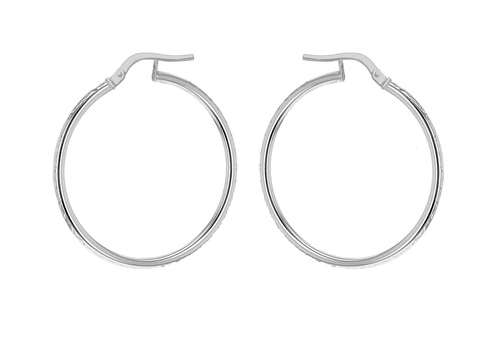 Sterling Silver 34mm Diamond Cut Hoop Earrings