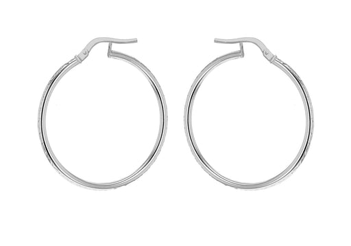 Sterling Silver 34mm Diamond Cut Hoop Earrings