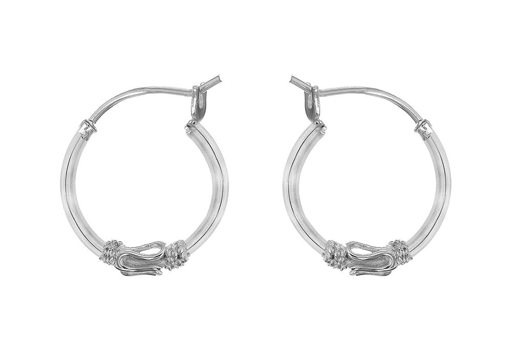 Sterling Silver 16mm Rope Design Hoop Earrings