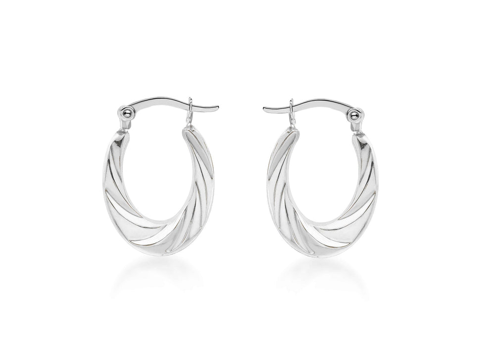 Sterling Silver 19.3mm x 26mm Twisted Oval Creole Earrings