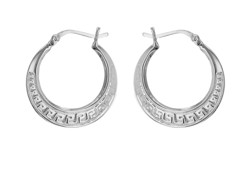 Sterling Silver 22.3mm Greian-Pattern Creole Earrings