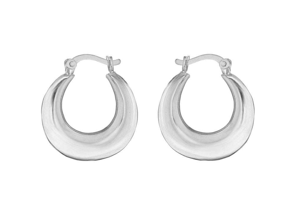 Sterling Silver 18.5mm Plain Graduated Creole Earrings