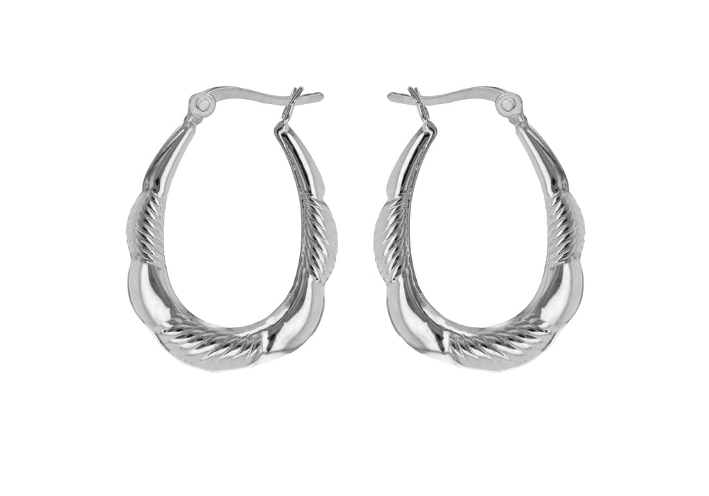 Sterling Silver Patterned Creole Earrings