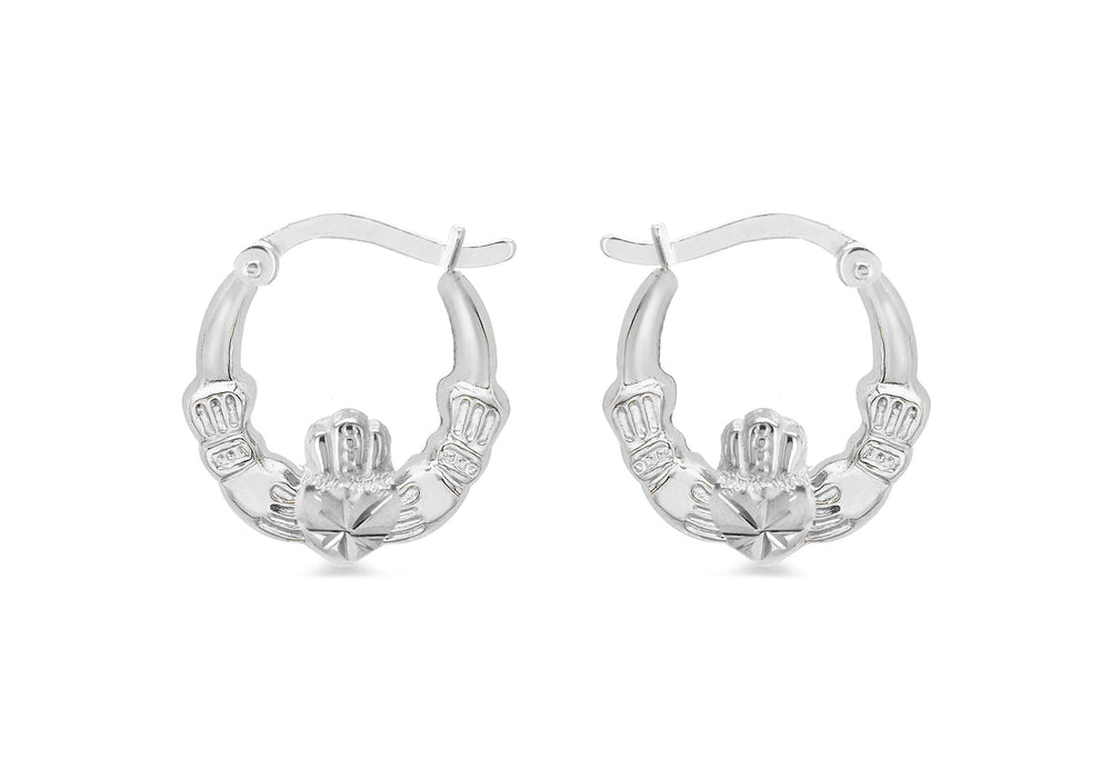 Sterling Silver Claddagh Creole Earrings