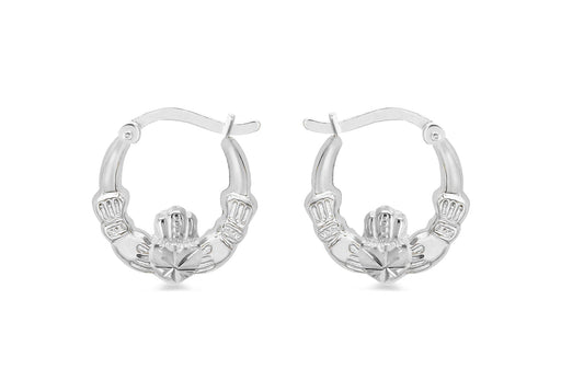 Sterling Silver Claddagh Creole Earrings