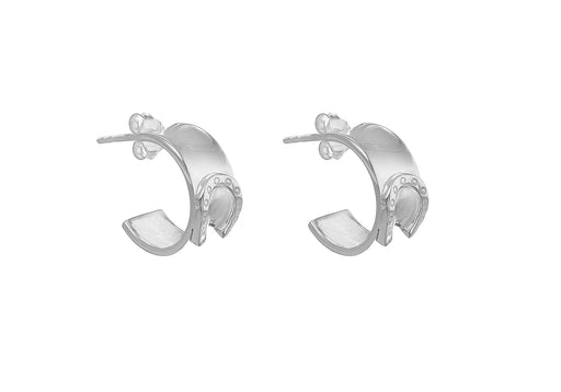 Sterling Silver Horseshoe Half Hoop Earrings