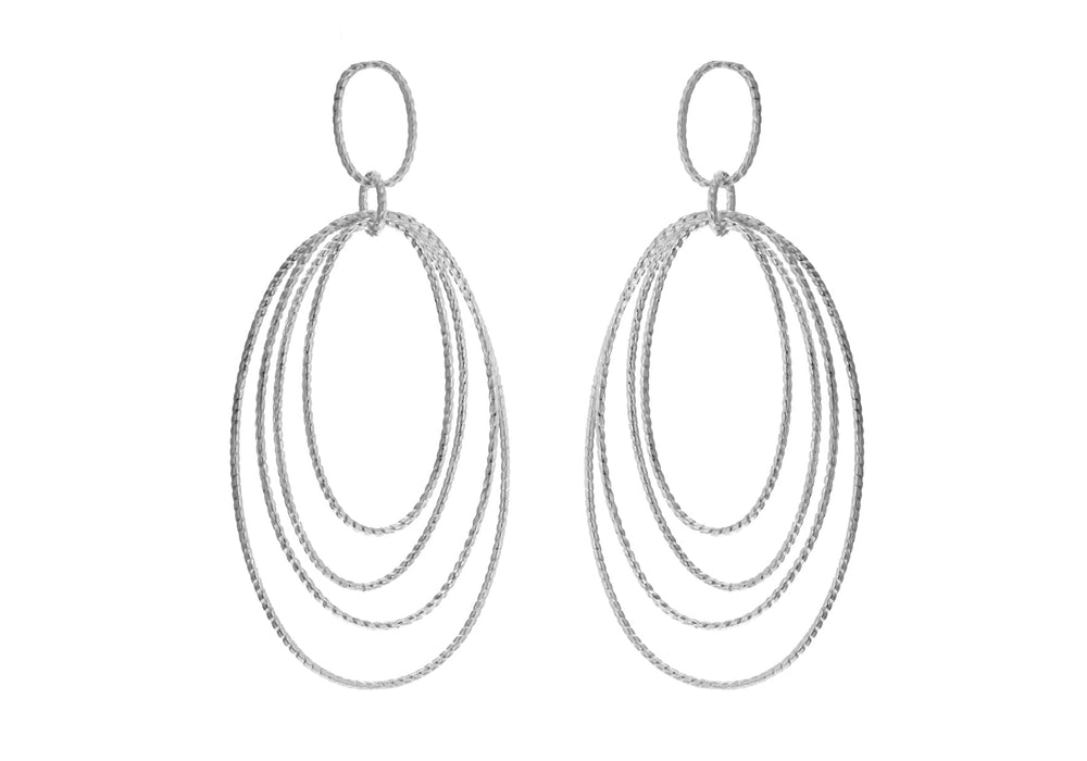 Sterling Silver Four Twisted Loops Drop Earrings