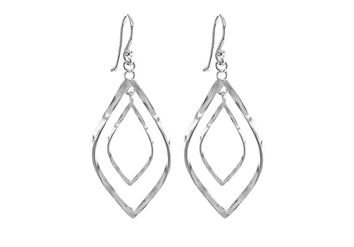 Sterling Silver 19mm x 45mm Double Twisted-Oval Drop Earrings