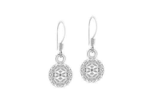 Sterling Silver 8mm Filigree Ball Drop Earrings