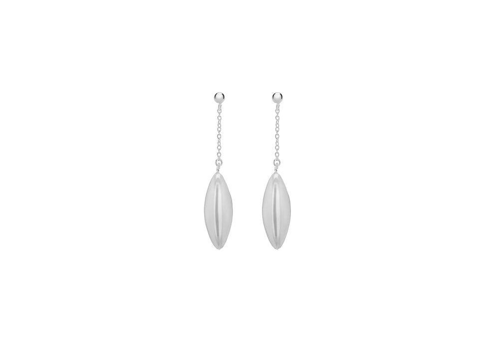 Sterling Silver Elliptical Chain Drop Earrings