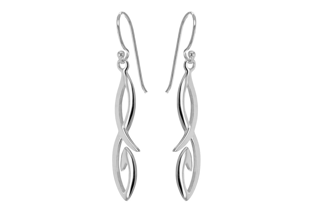 Sterling Silver Crossover Drop Earrings