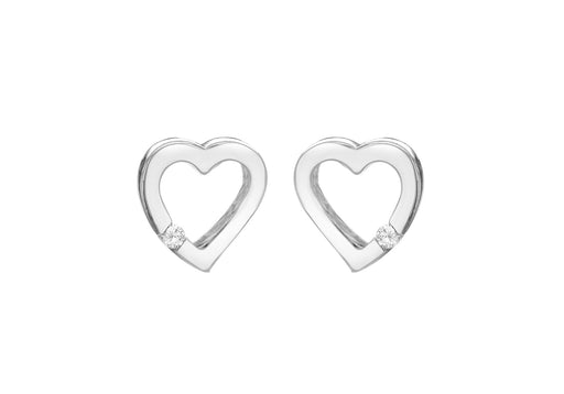 Sterling Silver Zirconia  10.2mm x 10.2mm Floating Heart Earrings