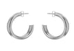 Sterling Silver Rhodium Plated 27.5mm Puffed 7mm Tube Hoop Earrings