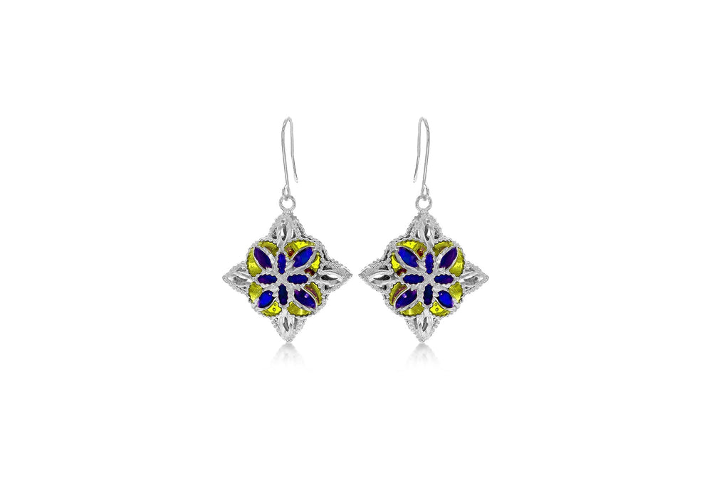 Mosai Enamel Silver Earrings