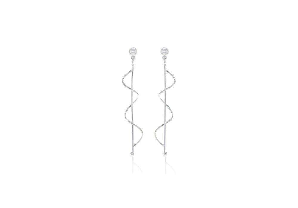 Spiral Silver Drop Earrings