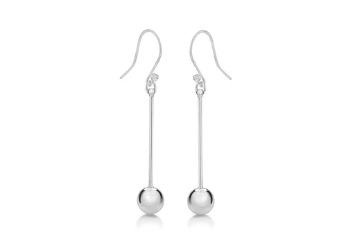 Sterling Silver Stick & Ball Drop Earrings 