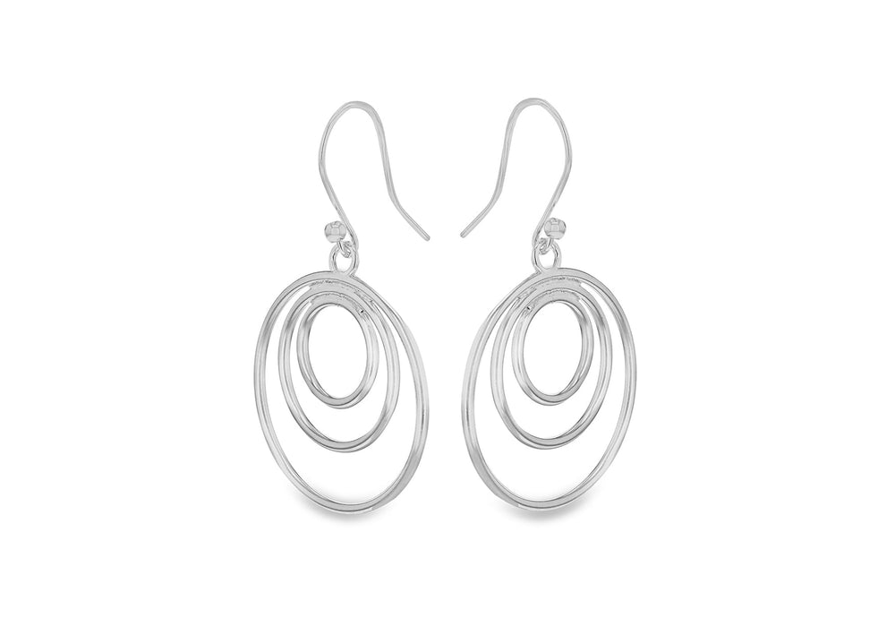 Sterling Silver Triple Circle Drop Earrings 