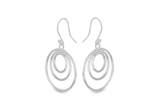 Sterling Silver Triple Circle Drop Earrings 