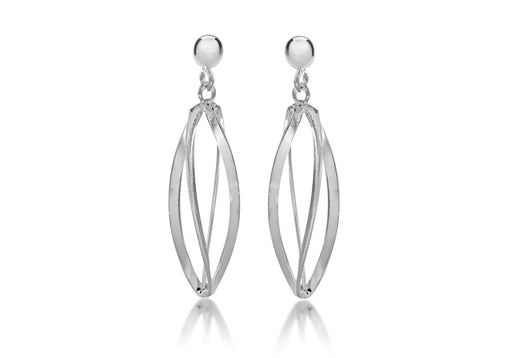 Sterling Silver 8.7mm x 37mm Open Twist Drop Earrings