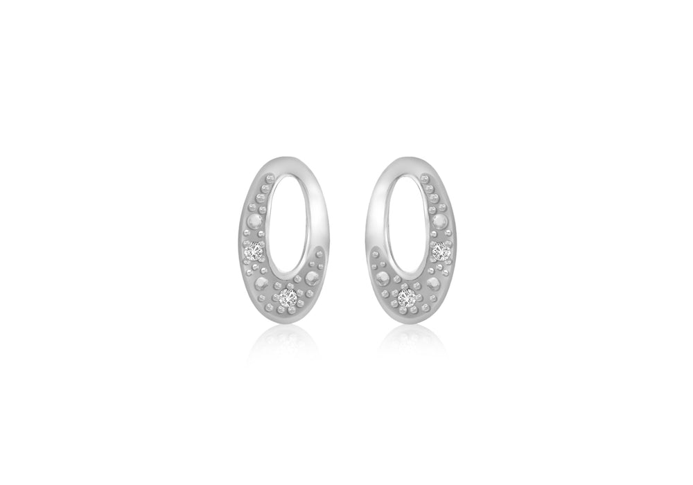 Sterling Silver Zirconia  6mm x 11mm Oval Stud Earrings