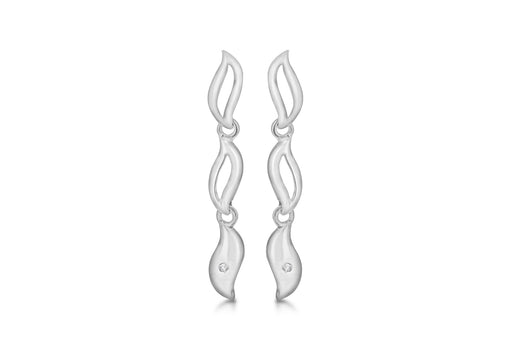 Sterling Silver Rhodium 0.02ct Diamond Triple Drop Earrings 