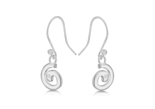 Sterling Silver Rhodium 0.02ct Diamond Drop Earrings 