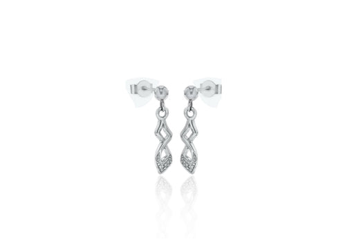 Sterling Silver Rhodium Plated 0.008ct Diamond Twist Earrings 