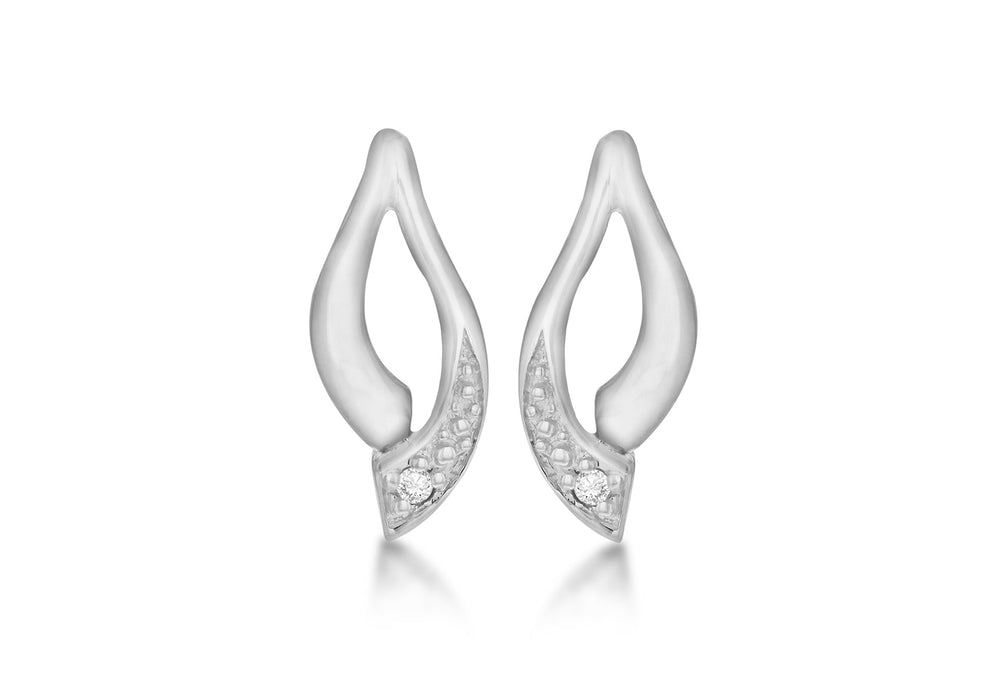 SILVER RH DIA LEAF SHAPE EARR9