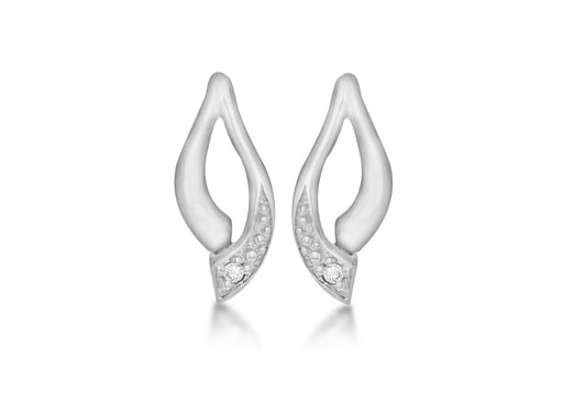 SILVER RH DIA LEAF SHAPE EARR9