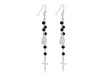 Sterling Silver Black Beads Rosary Drop Earrings 