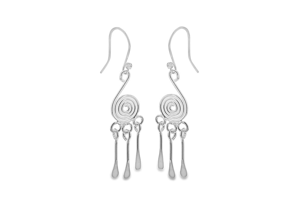 Sterling Silver Circle & Drop Hook Earrings 