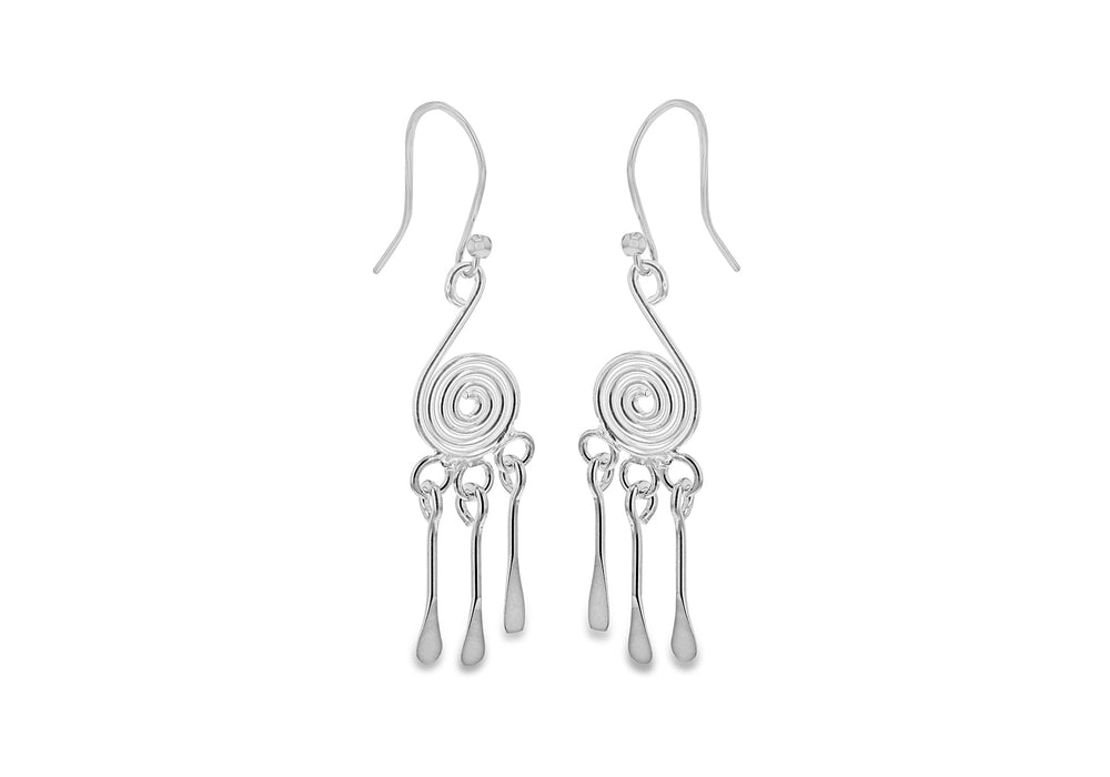 Sterling Silver Circle & Drop Hook Earrings