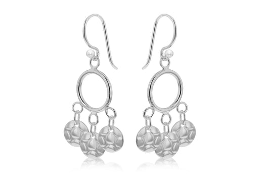 Sterling Silver Circle & Disc Drop Earrings 