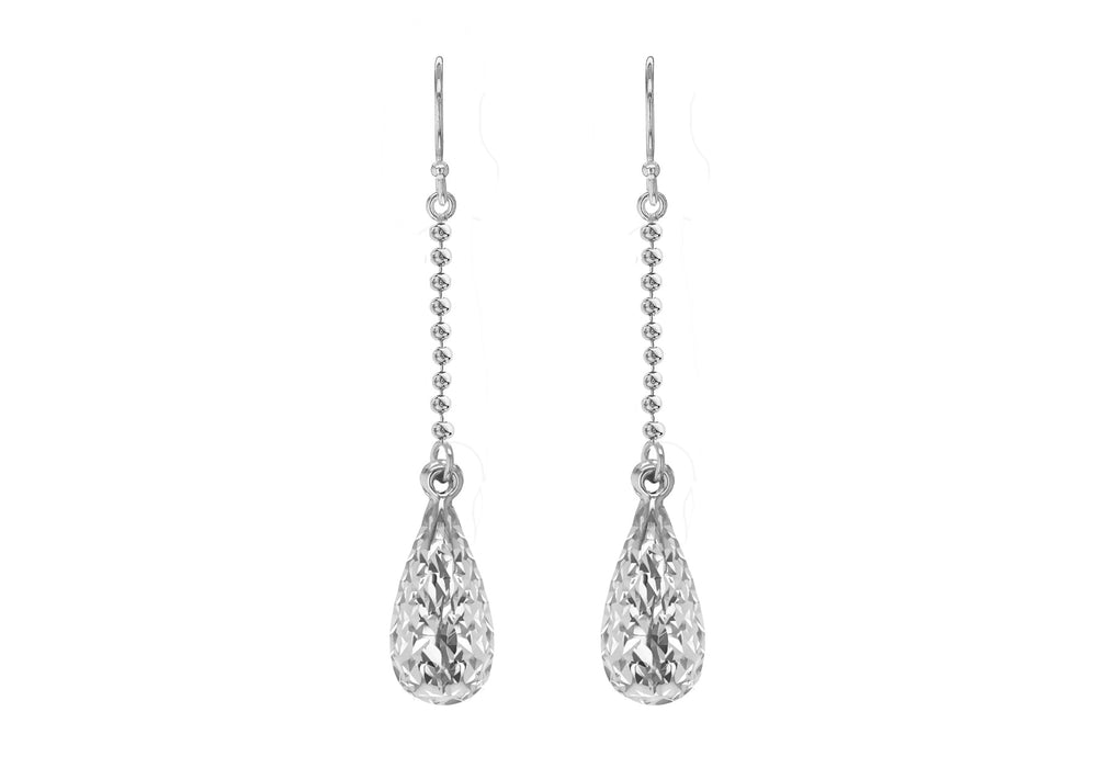 Sterling Silver Diamond Cut Teardrop Earrings