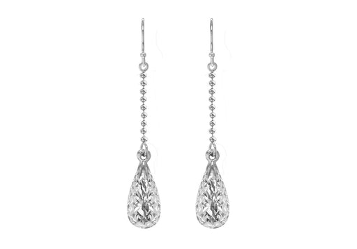 Sterling Silver Diamond Cut Teardrop Earrings