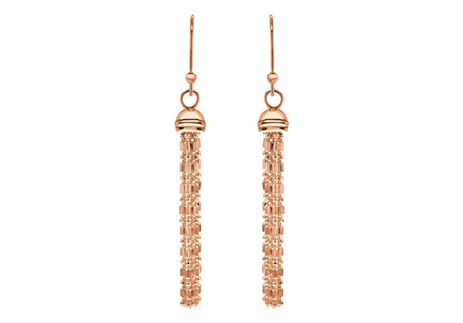 Sterling Silver Rose Gold Plated Bead & Ball Tassel Earrings