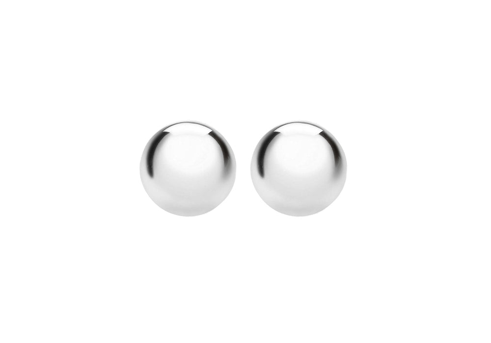 Sterling Silver Rhodium Plated 8mm Ball Stud Earrings