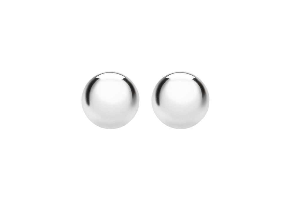 Sterling Silver Rhodium Plated 10mm Ball Stud Earrings