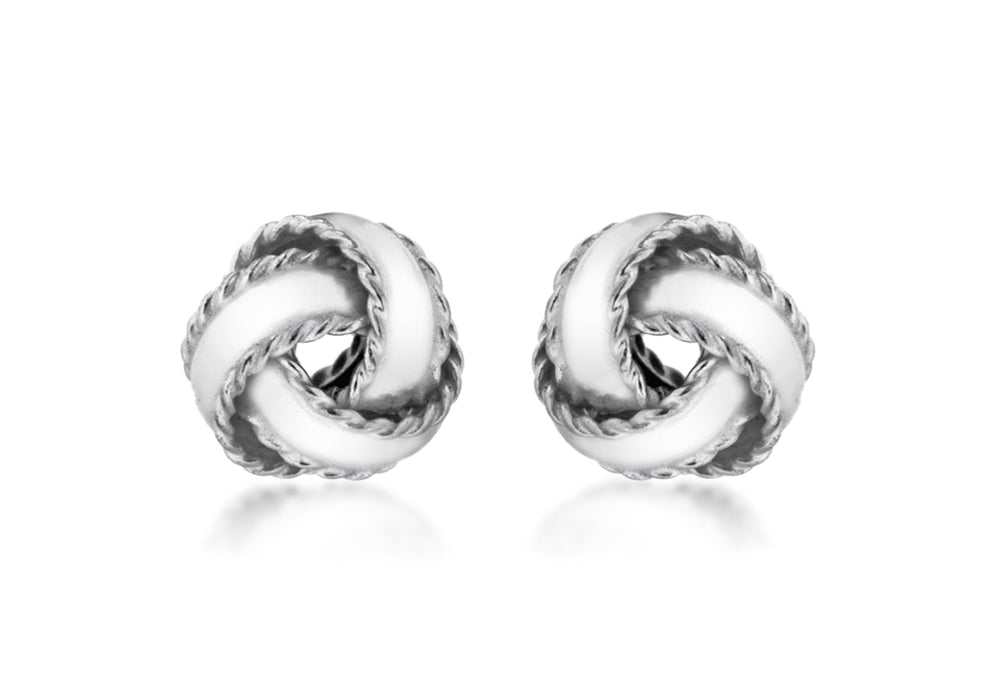 Sterling Silver 8mm Textured Knot Stud Earrings