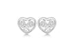 Sterling Silver Flower Heart Stud Earrings 