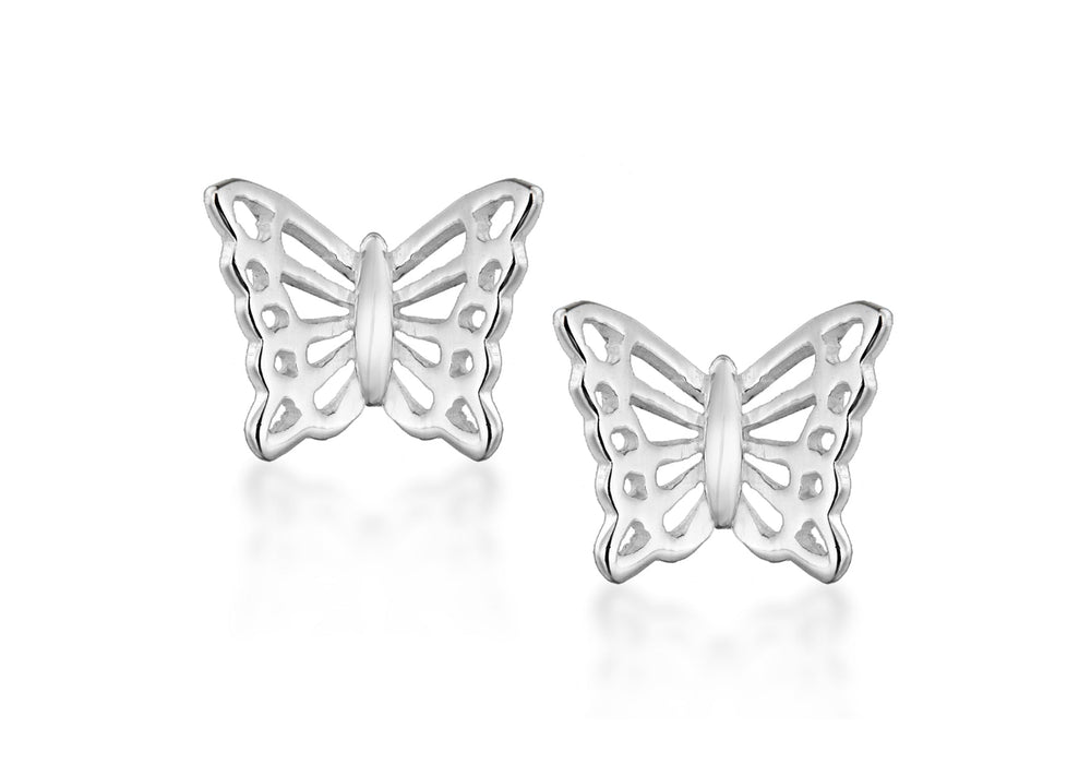 Sterling Silver Filigree Butterfly Stud Earrings