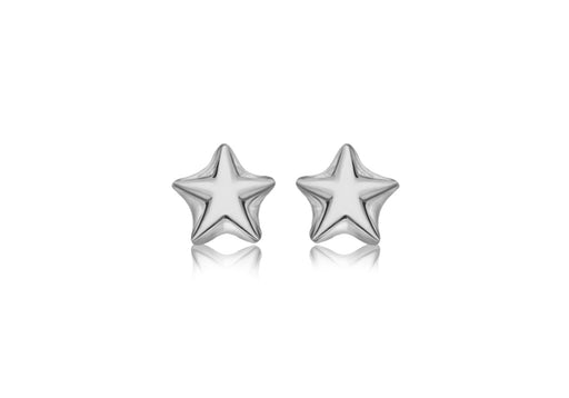 Sterling Silver Rhodium Plated 4.8mm x 4.7mm Star Stud Earrings