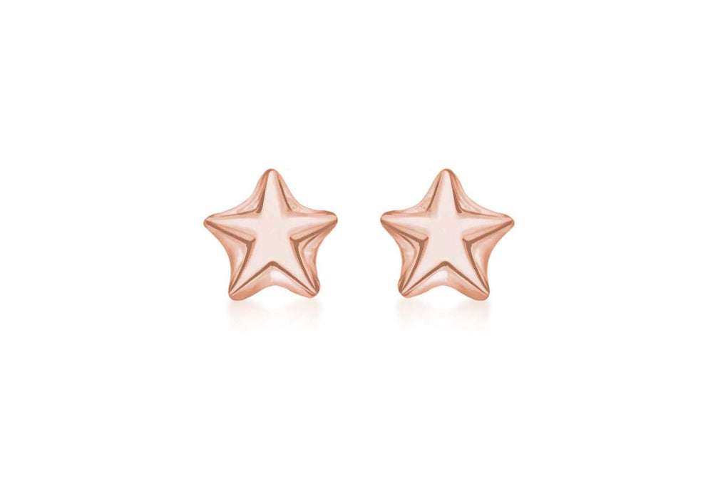 Sterling Silver Rose Gold Plated 4.8mm x 4.7mm Star Stud Earrings